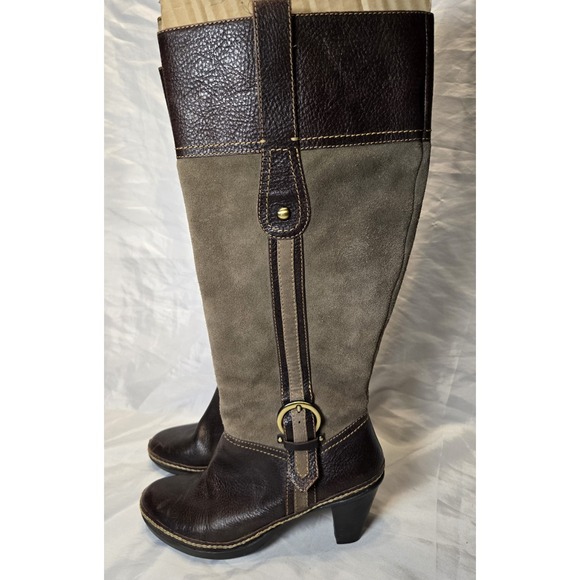Naturalizer Dandy Knee High Sz 6.5 Comfort Leather Suede Brown Boots 3" heels - Picture 3 of 11